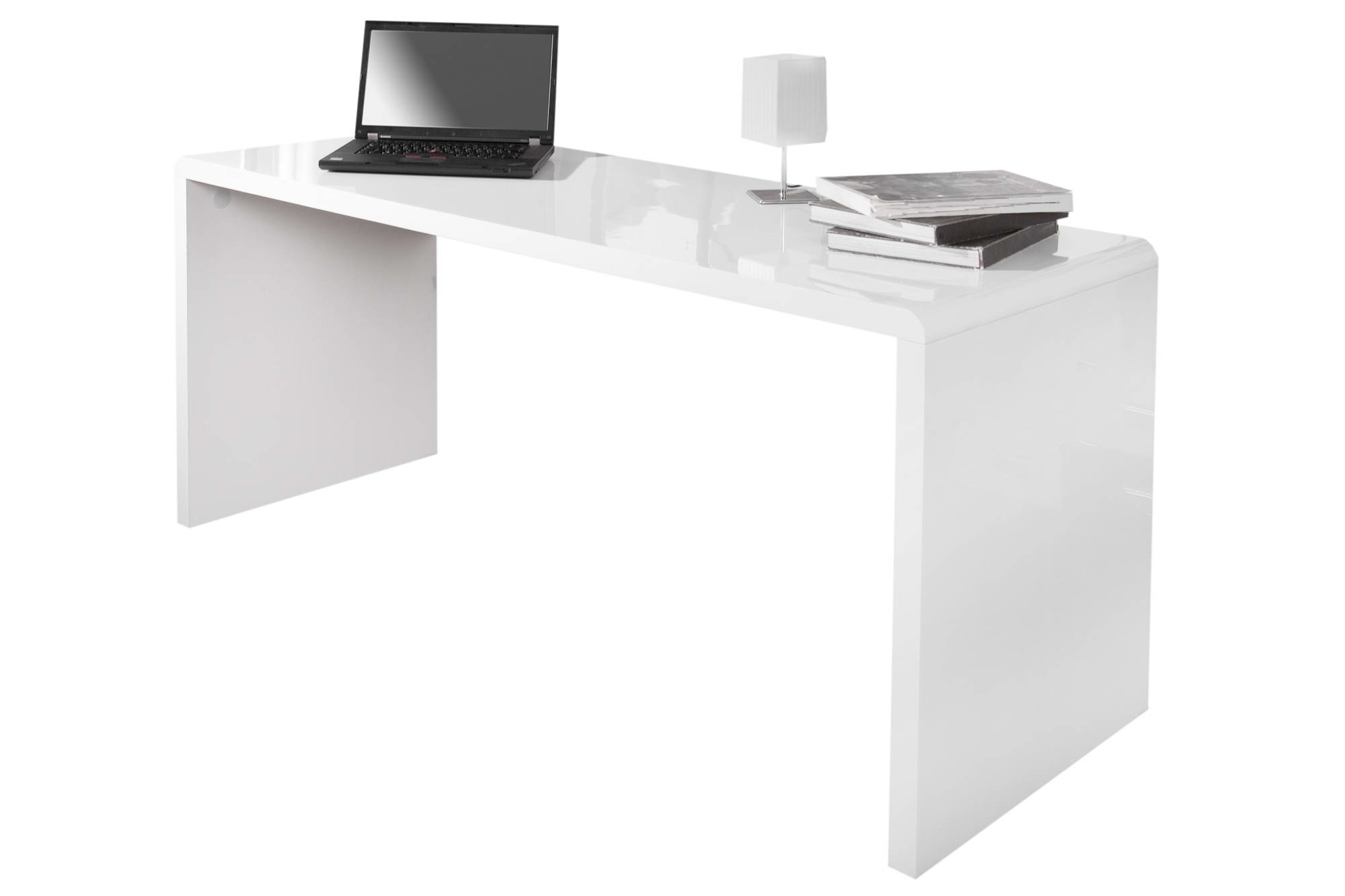 Kancelářský stůl Barter 160cm bílý vysoký lesk - Skladem