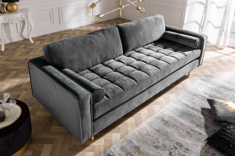 LuxD Designová sedačka Adan, 225 cm, šedý samet