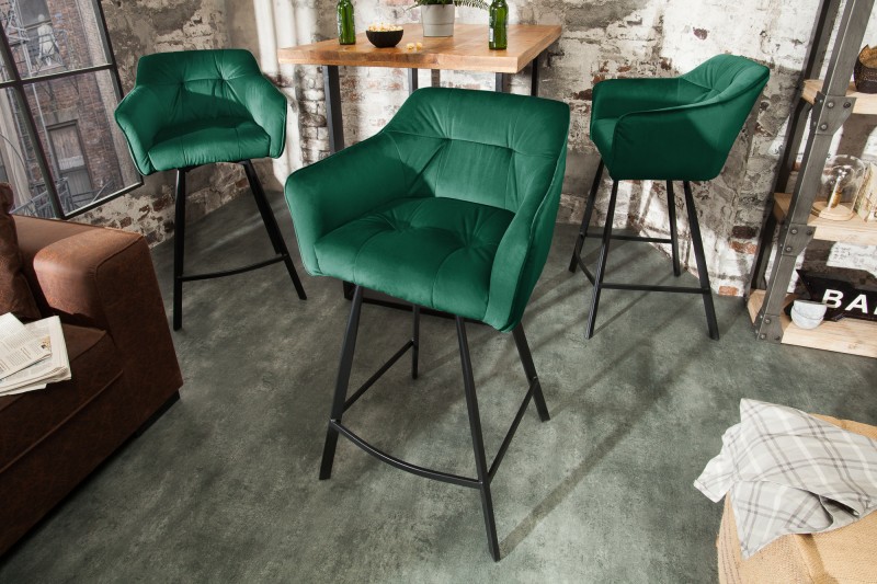 LuxD Designová barová židle s područkami Giuliana 100 cm zelený samet