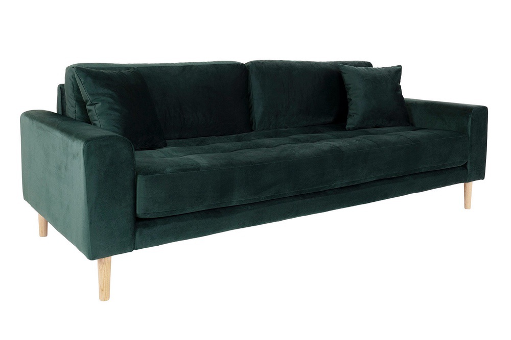 Norddan Designová 3-místná sedačka Ansley 210 cm tmavě zelený samet