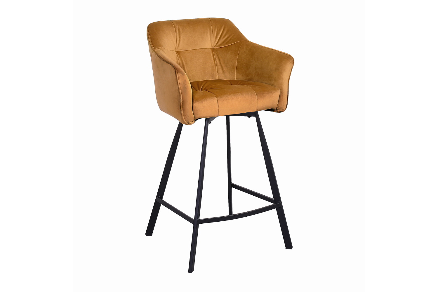 LuxD Designová barová židle s područkami Giuliana 100 cm hořčičný samet
