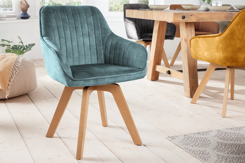 Levně LuxD Designová otočná židle Gaura petrolejový samet - Skladem