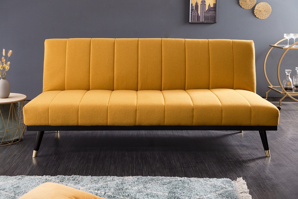 LuxD Designová rozkládací sedačka Halle 180 cm hořčicová žlutá