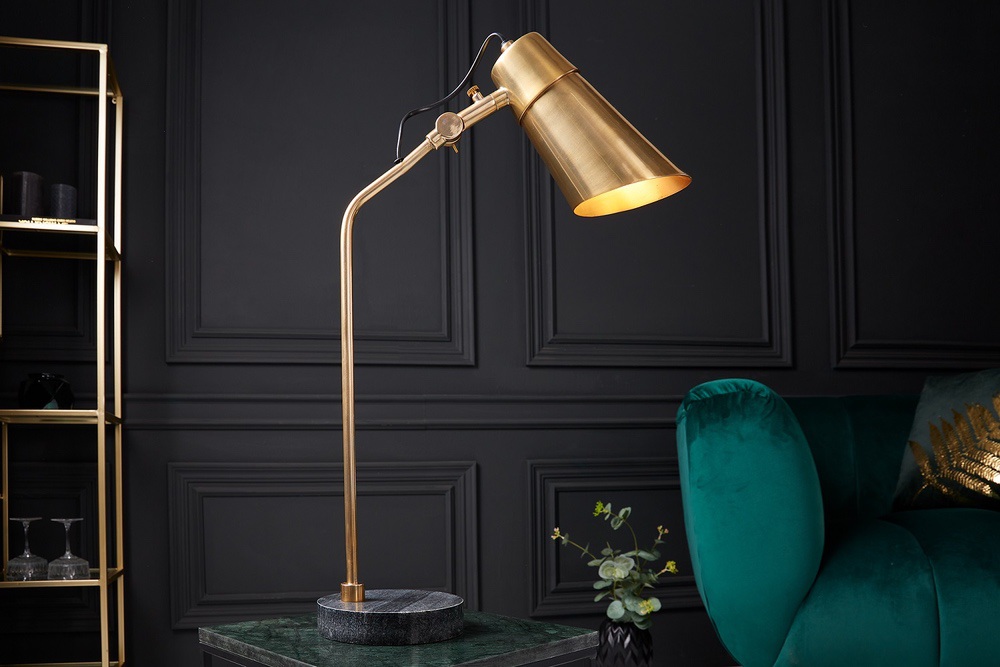 LuxD 26349 Designová stolní lampa Leoma 64 cm zlatá