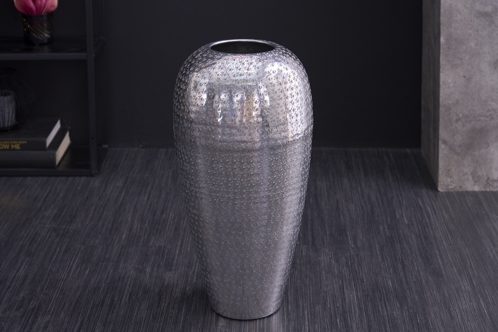 Designová váza Khalil 50 cm stříbrná