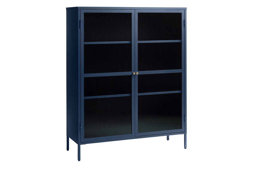 Furniria Designová vitrína Hazina 140 cm modrá