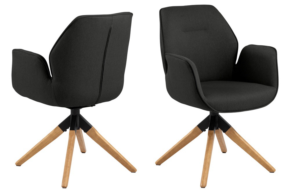 Levně Dkton Designová židle Ariella tmavě šedá - přírodní