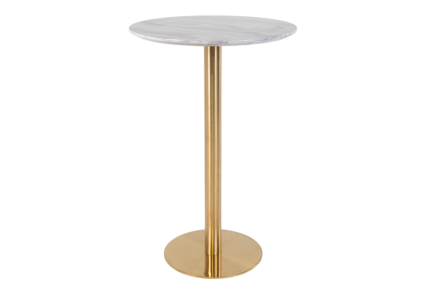 Designový kulatý barový stůl Kane 70 cm imitace mramoru / mosaz - Skladem