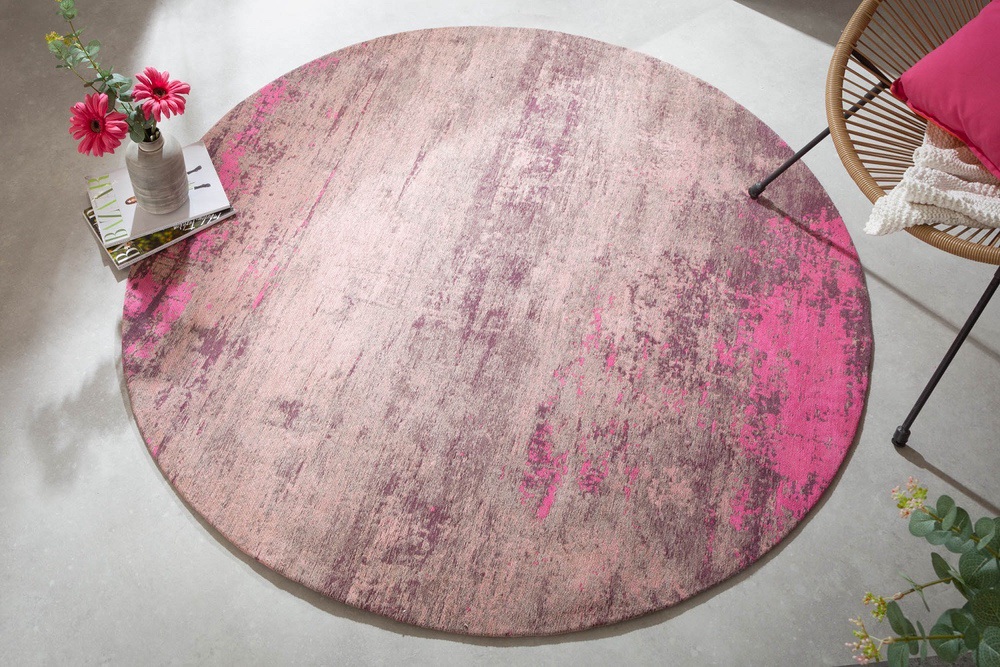 Designový kulatý koberec Rowan 150 cm béžovo-růžový 