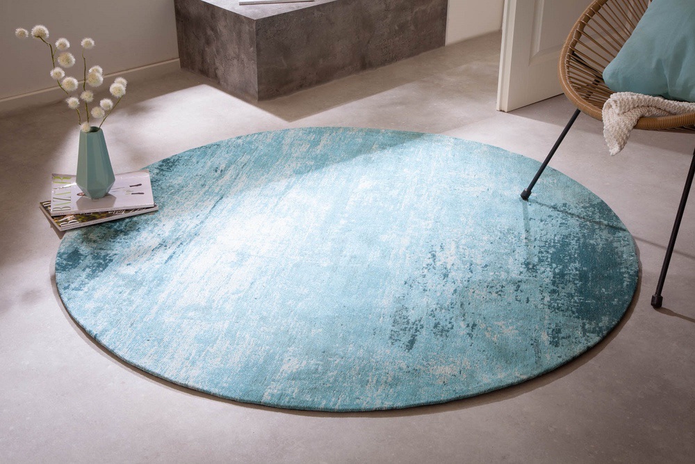 Designový kulatý koberec Rowan 150 cm tyrkysově-béžový 
