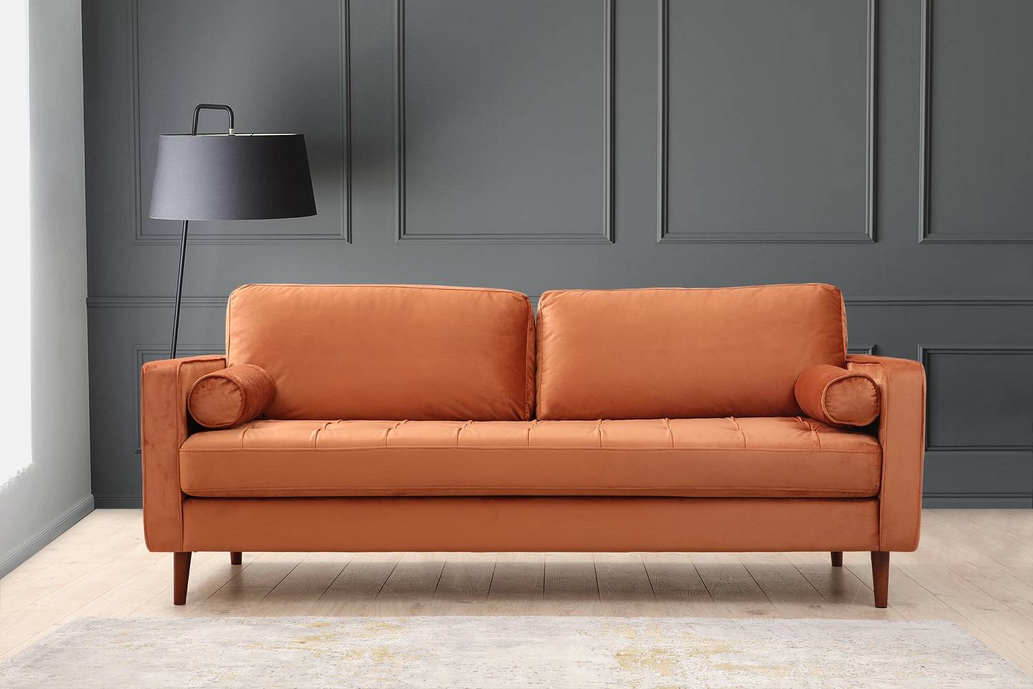 Designová 3-místná sedačka Jarmaine 215 cm oranžová