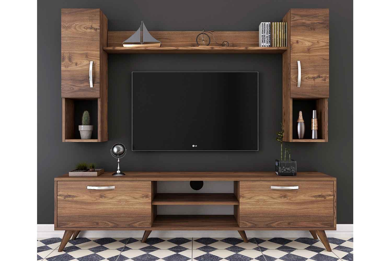 Sofahouse Designová TV sestava Idella vzor ořech