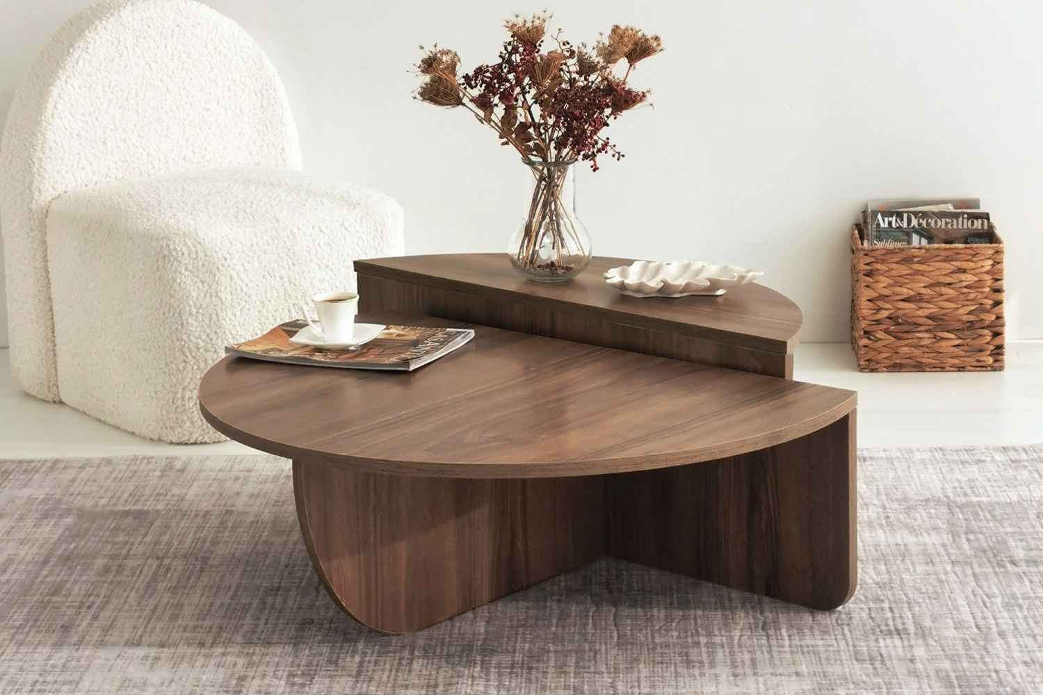 Sofahouse Designový konferenční stolek Baltenis 90 cm vzor ořech
