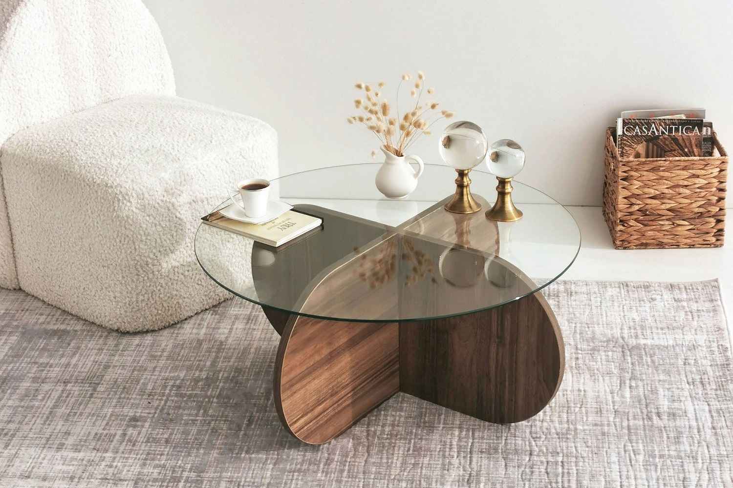 Sofahouse Designový konferenční stolek Jameela 75 cm vzor ořech