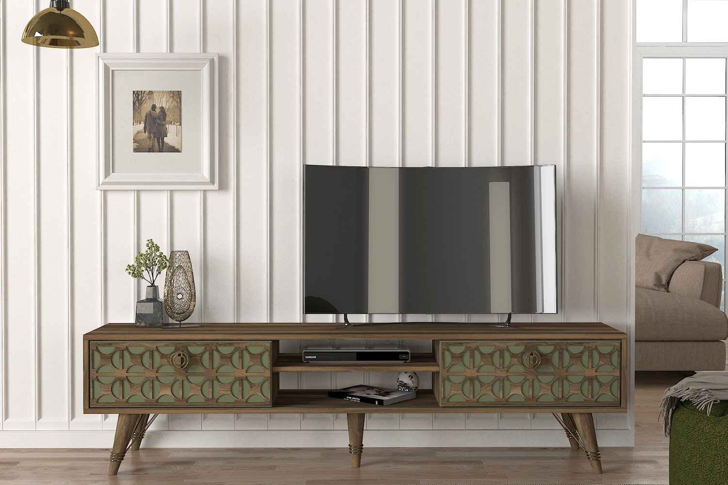 Sofahouse Designový TV stolek Asher 180 cm vzor ořech