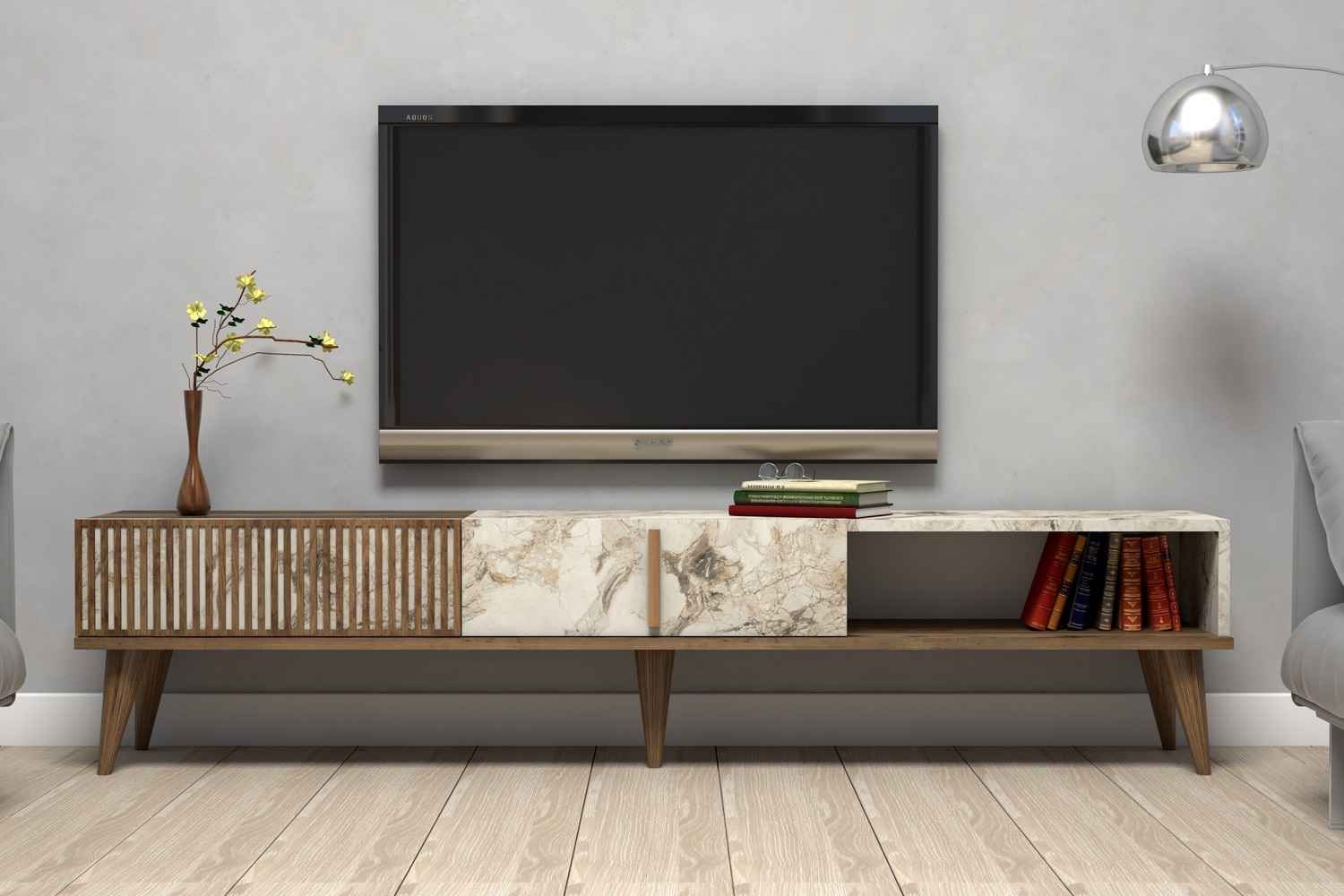 Sofahouse Designový TV stolek Cadelaria 180 cm ořech bílý
