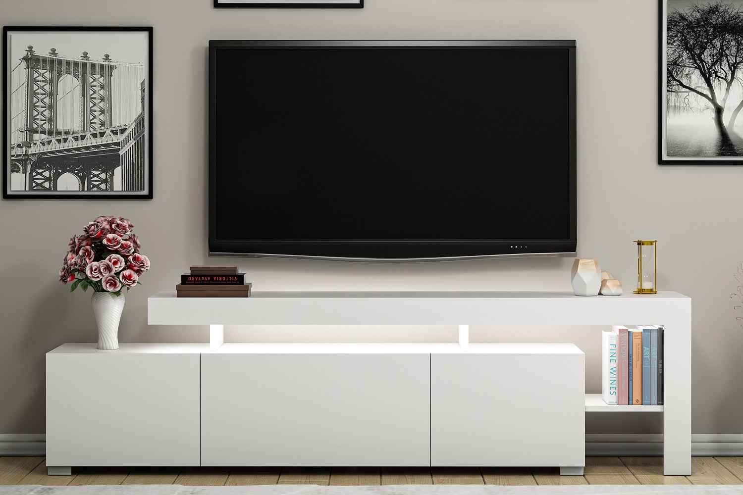 Sofahouse Designový TV stolek Calissa 192 cm bílý