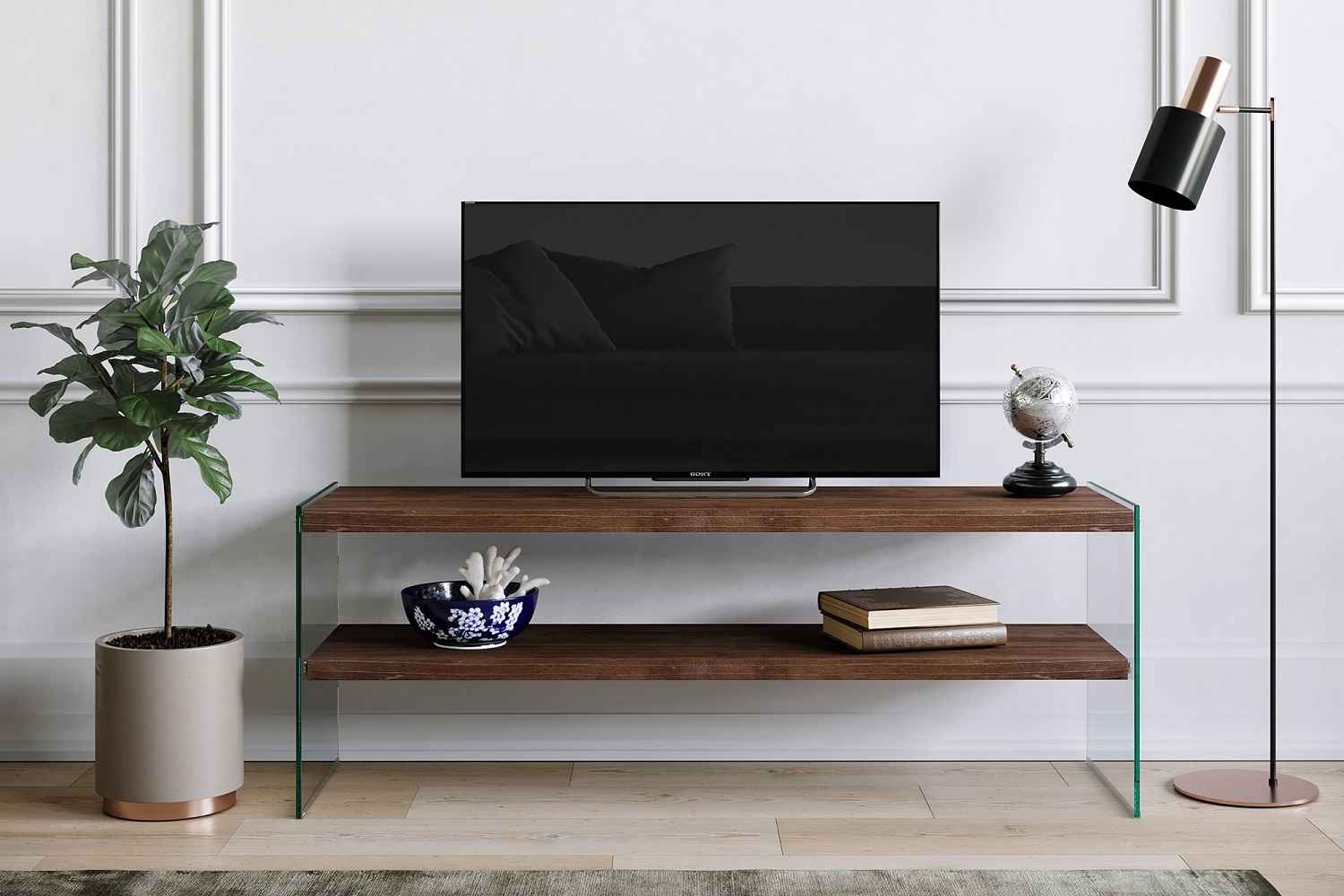 Sofahouse Designový TV stolek Dalida 120 cm vzor ořech