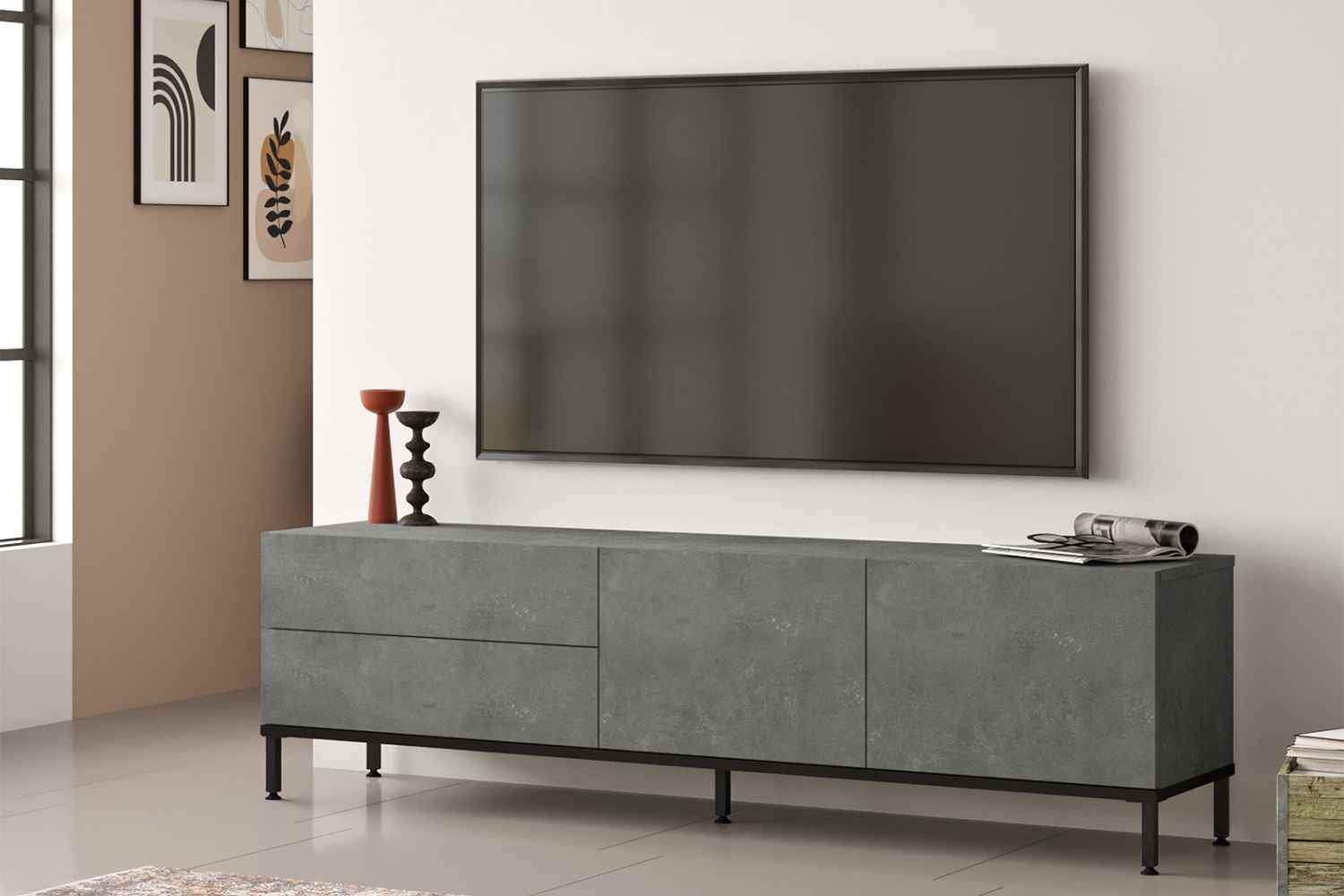 Sofahouse Designový TV stolek Ulysse 170,3 cm stříbrný