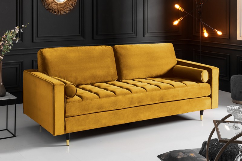 LuxD Designová sedačka Adan 225 cm hořčicově-žlutý samet