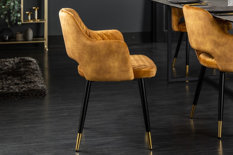 Designová židle Laney hořčicově žlutý samet 