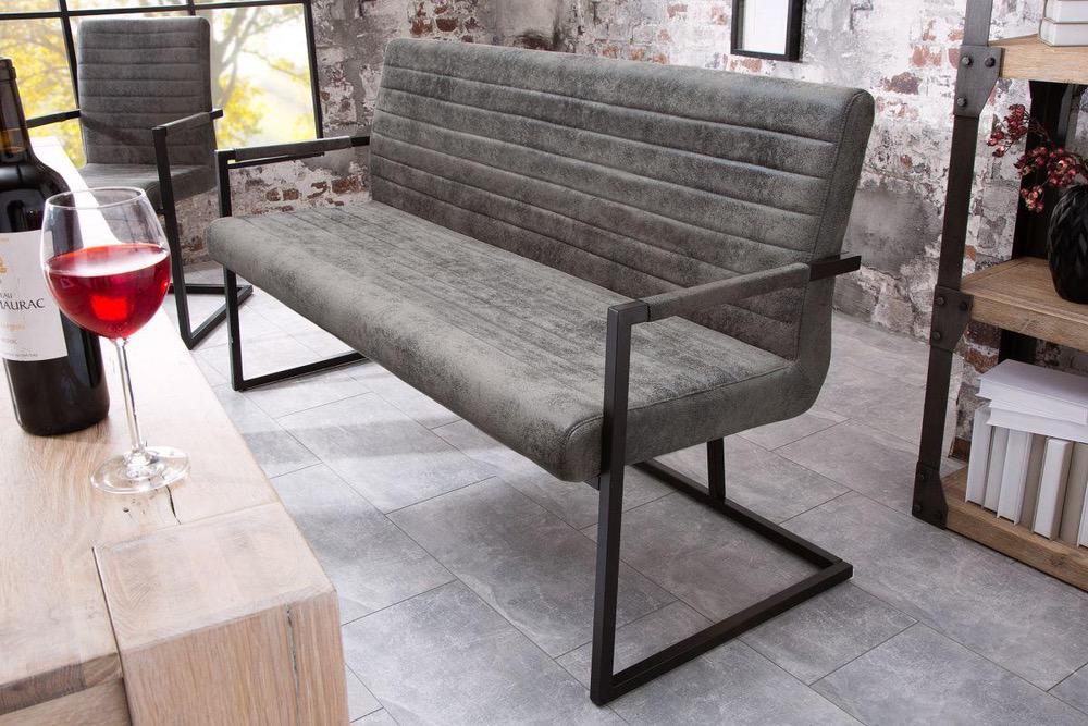 LuxD Designová lavice Maximiliano vintage šedá