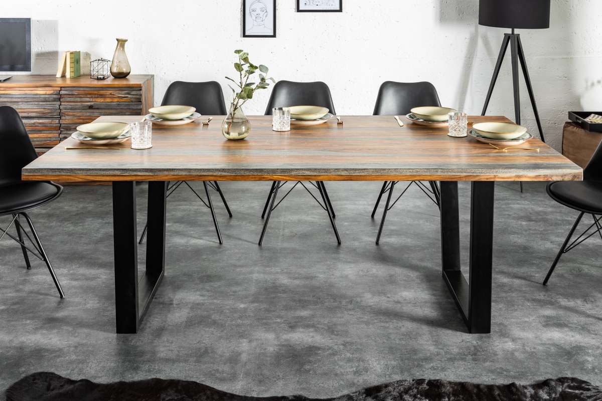 Designový jídelní stůl Flame, 160 cm, sheesham šedý