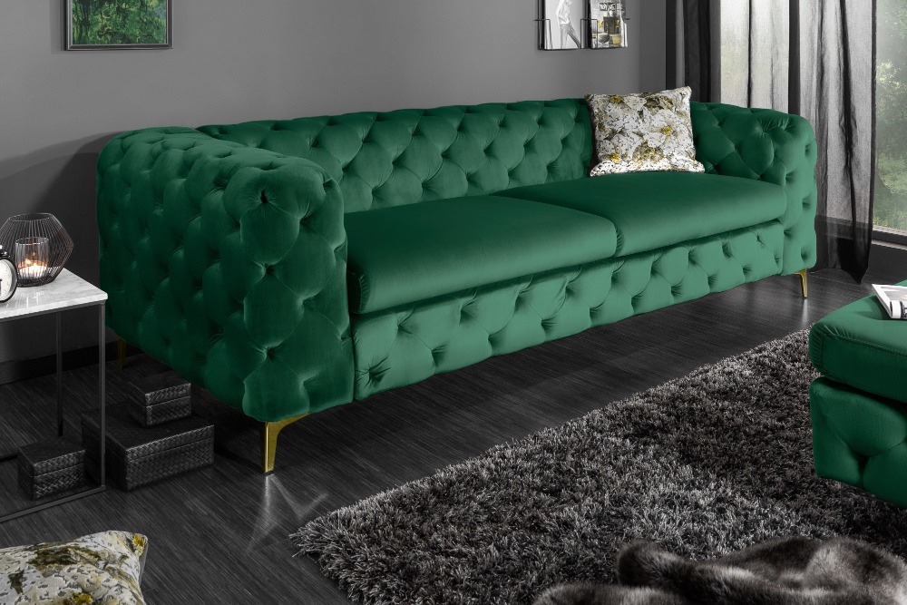 LuxD Designová sedačka Rococo, 240 cm, zelená