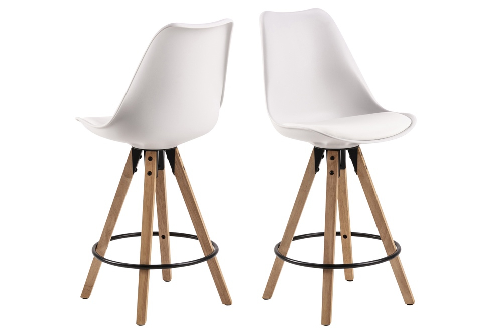 Moderní designová barová židle Nascha bílá-přírodní - Skladem