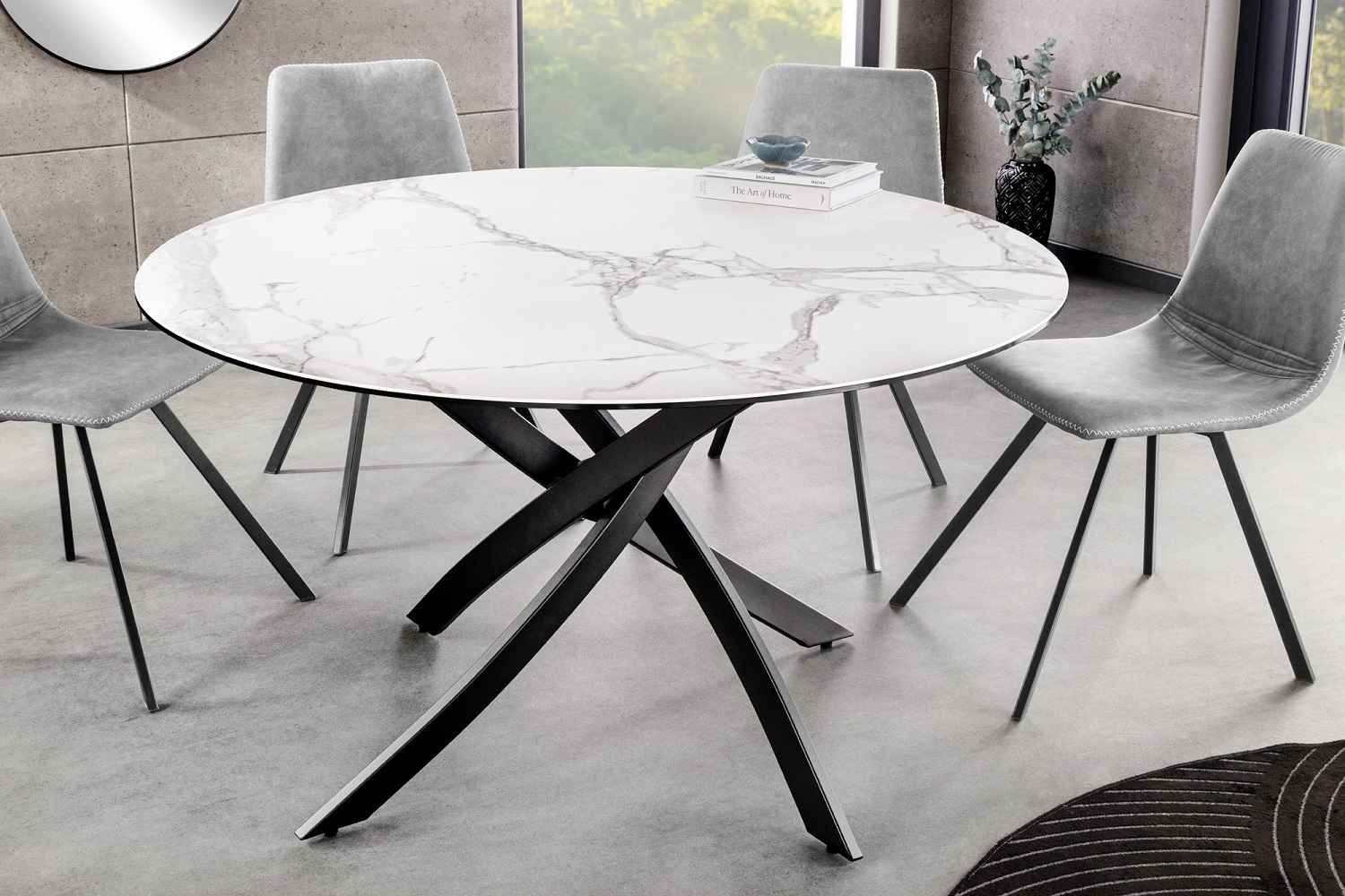 LuxD Kulatý jídelní keramický stůl Halia 120 cm bílý