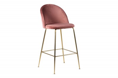 Designová barová židle Kristopher, růžová / mosaz