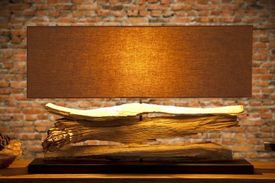 Designová stolní lampa z naplaveného dřeva Lake béžová