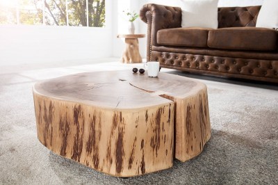 Luxusní konferenční stolek z masívu Island II Circle z akátového dřeva 
