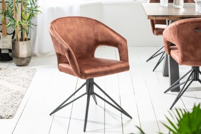 Designová otočná židle Age hnědý samet