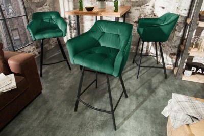 Designová barová židle s područkami Giuliana 100 cm zelený samet
