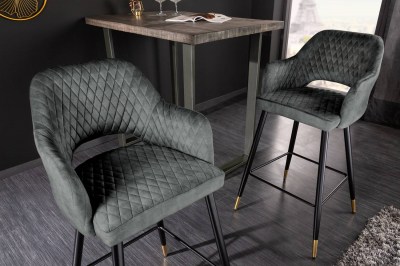 Designová barová židle Laney šedo-zelený samet