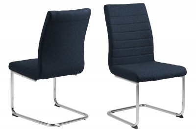 Designová jídelní židle Daitaro tmavomodrá / stříbrná