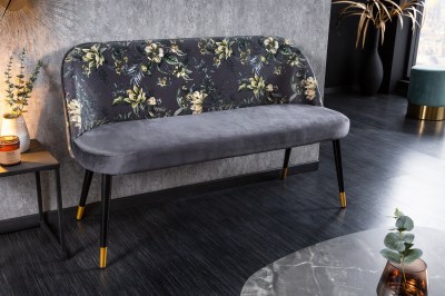 Designová lavice Jalisa 130 cm šedý samet