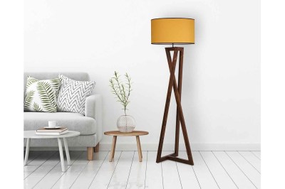 Designová stojanová lampa Thea 166 cm hořčicová / ořech