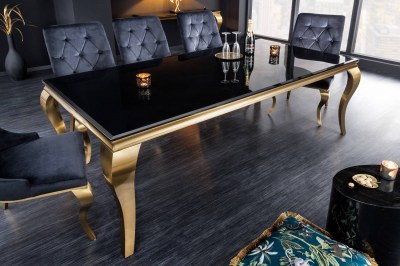 Designový jídelní stůl Rococo 200 cm černý / zlatý