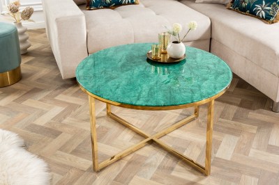 Designový konferenční stolek Latrisha 80 cm vzor zelený mramor