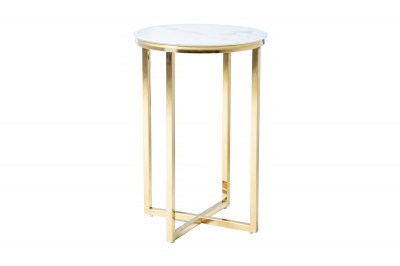 Designový odkládací stolek Factor 40 cm bílý - vzor mramor