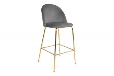 Designová barová židle Kristopher, šedá / mosaz