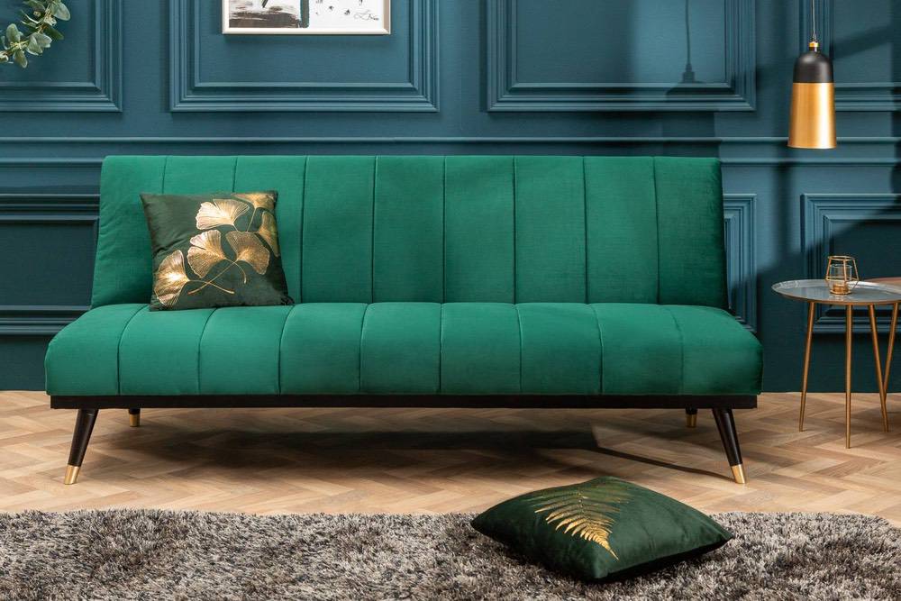 LuxD Rozkládací sedačka Halle 180 cm smaragdově zelená
