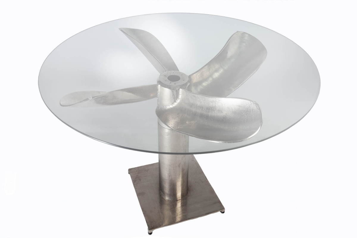 Designový jídelní stůl Propeller 94 cm stříbrný